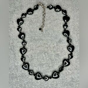 Tarina Tarantino black lucite hearts necklace (rare)